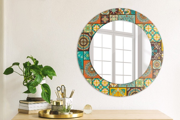 Round wall mirror decor Arabic pattern