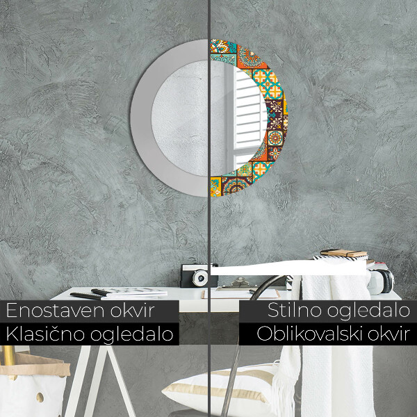 Round wall mirror decor Arabic pattern