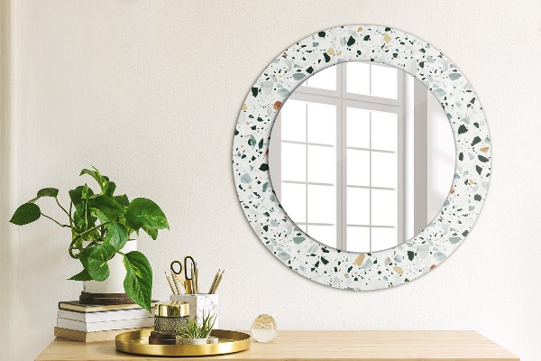 Round wall mirror decor Natural stone