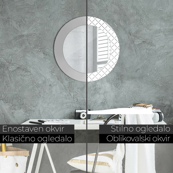 Round wall mirror decor Transverse lines