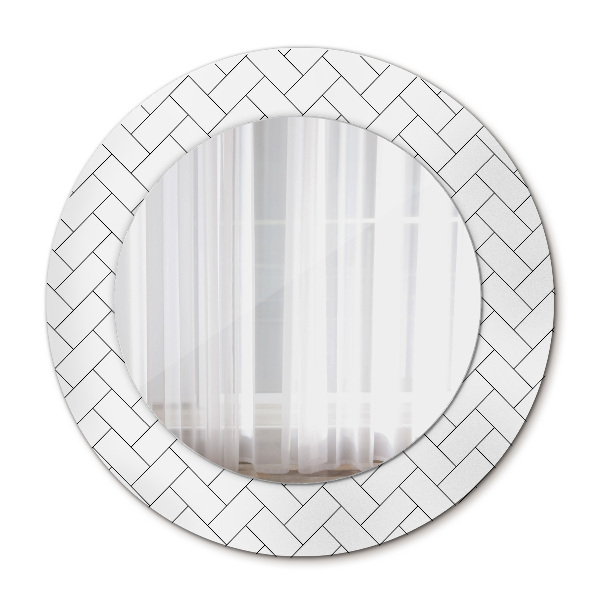 Round wall mirror decor Herringbone