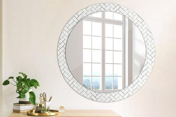 Round wall mirror decor Herringbone