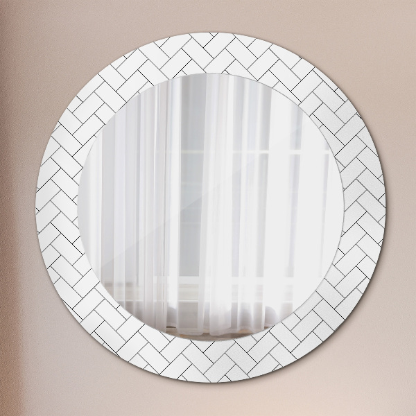 Round wall mirror decor Herringbone