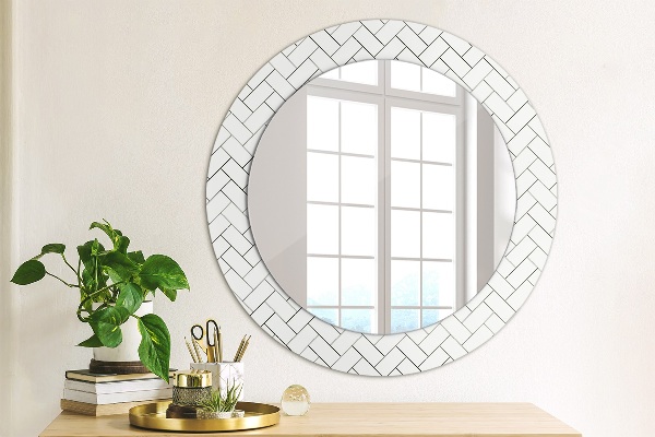 Round wall mirror decor Herringbone