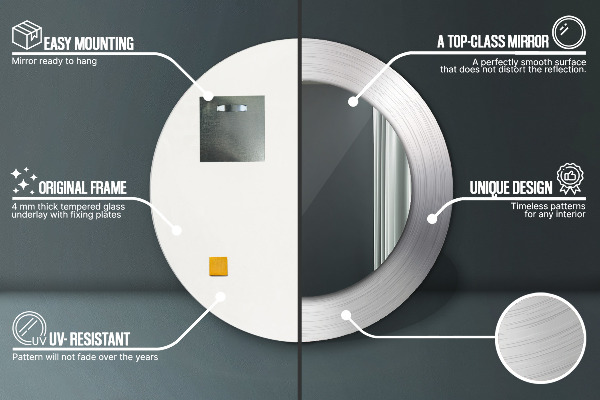 Round wall mirror decor Shiny steel