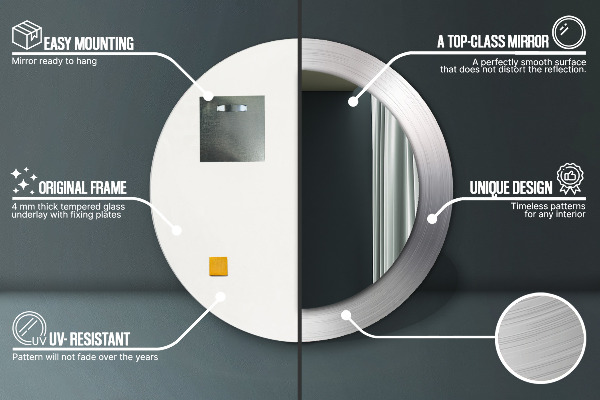 Round wall mirror decor Shiny steel