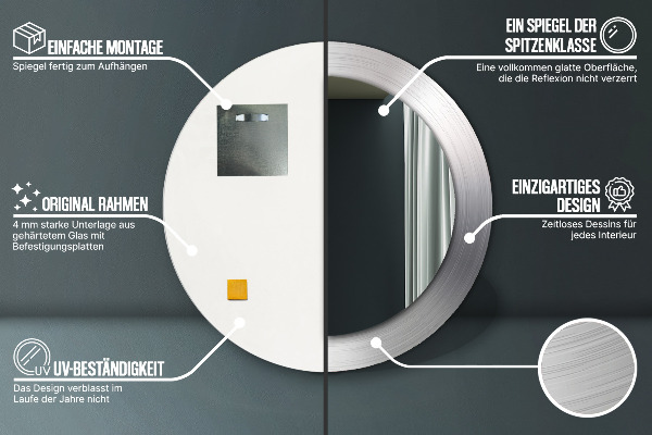 Round wall mirror decor Shiny steel