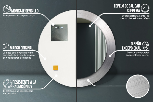 Round wall mirror decor Shiny steel