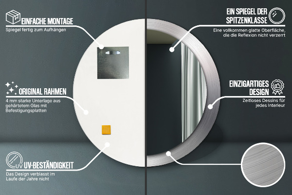 Round wall mirror decor Shiny steel