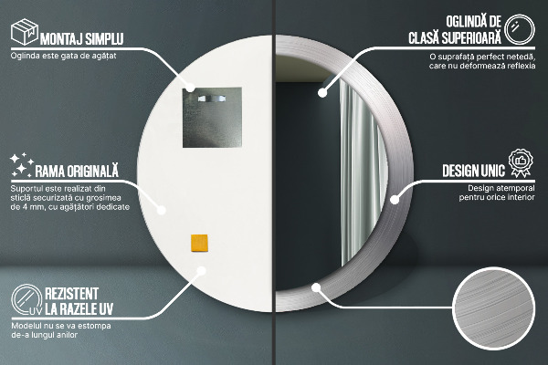 Round wall mirror decor Shiny steel