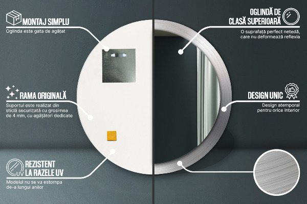 Round wall mirror decor Shiny steel