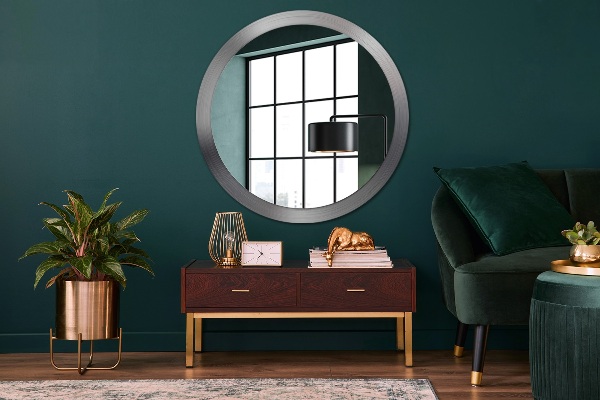 Round wall mirror decor Shiny steel