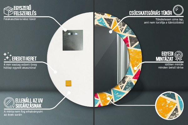 Round wall mirror decor Retro composition