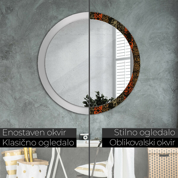 Round printed mirror Grunge abstract pattern