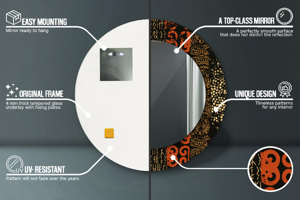 Round printed mirror Grunge abstract pattern