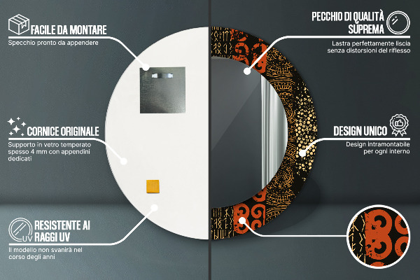 Round printed mirror Grunge abstract pattern