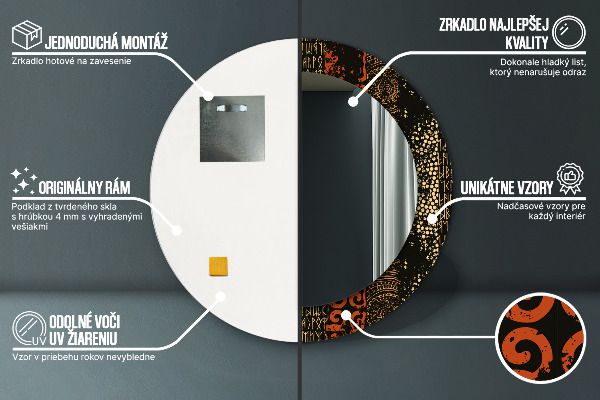 Round printed mirror Grunge abstract pattern