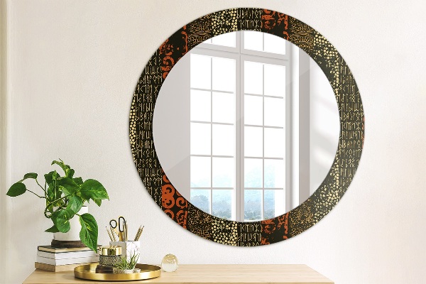 Round printed mirror Grunge abstract pattern