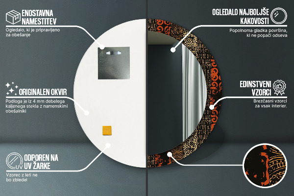 Round printed mirror Grunge abstract pattern