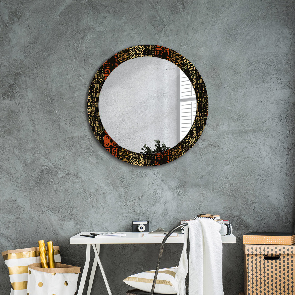 Round printed mirror Grunge abstract pattern