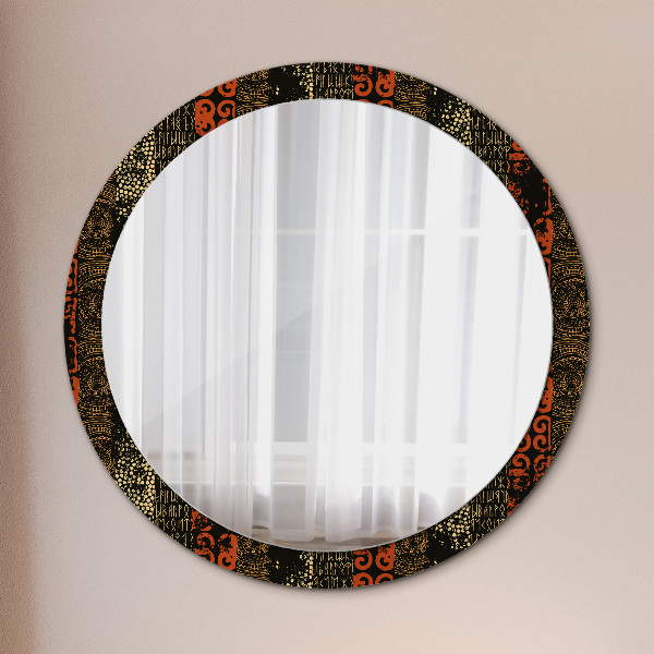 Round printed mirror Grunge abstract pattern