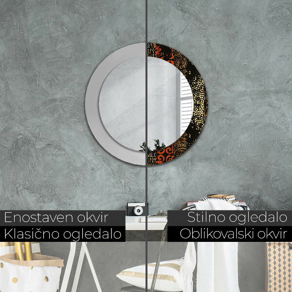 Round printed mirror Grunge abstract pattern