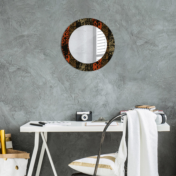 Round printed mirror Grunge abstract pattern