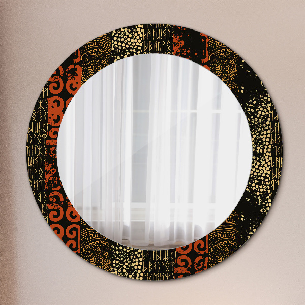 Round printed mirror Grunge abstract pattern