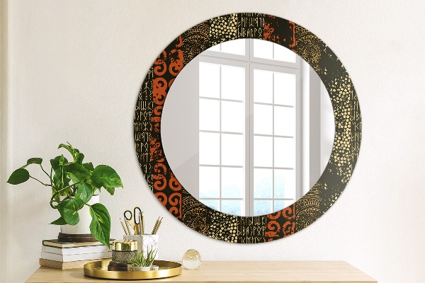 Round printed mirror Grunge abstract pattern