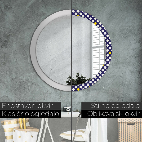 Round mirror frame with print Retro dots