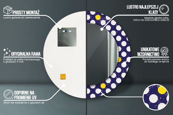 Round mirror frame with print Retro dots