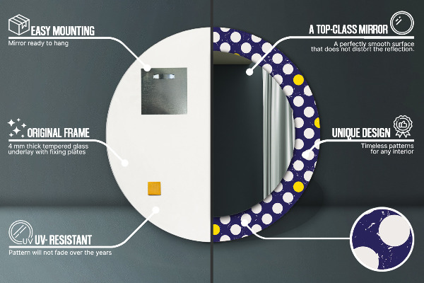 Round mirror frame with print Retro dots