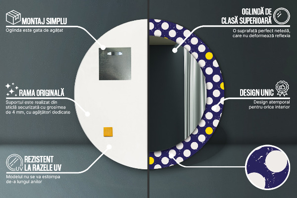 Round mirror frame with print Retro dots