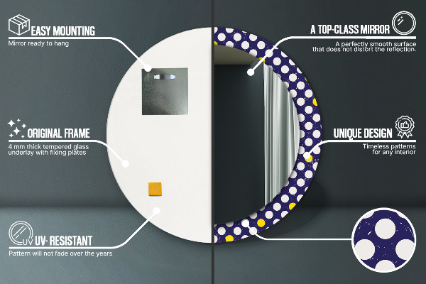 Round mirror frame with print Retro dots