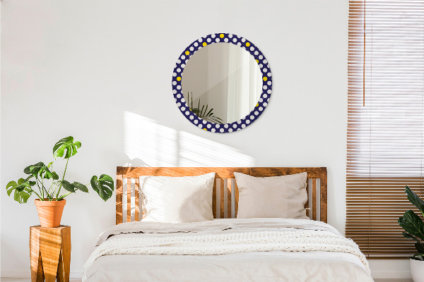 Round mirror frame with print Retro dots