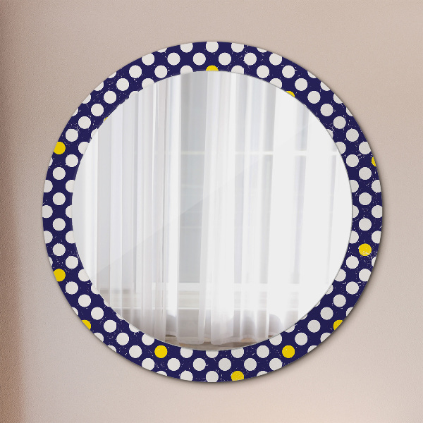 Round mirror frame with print Retro dots