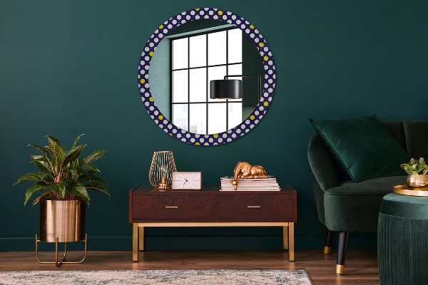 Round mirror frame with print Retro dots