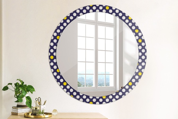 Round mirror frame with print Retro dots
