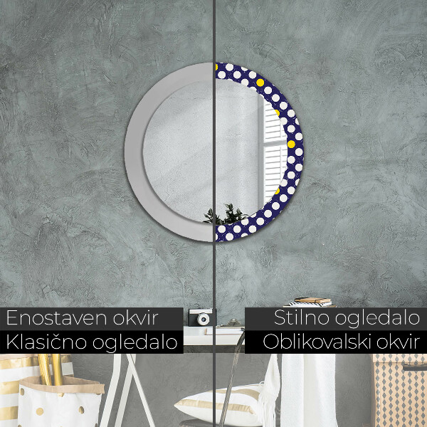 Round mirror frame with print Retro dots
