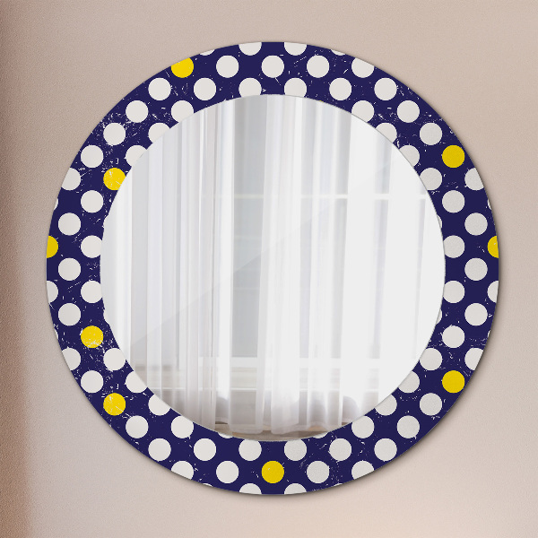 Round mirror frame with print Retro dots