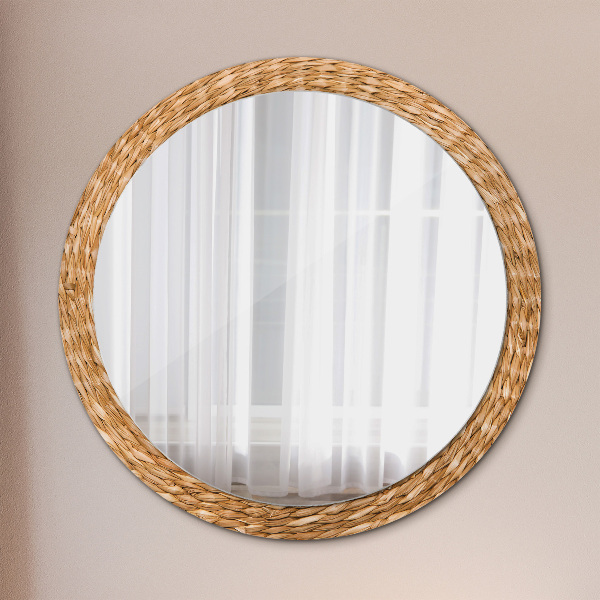 Round mirror frame with print Reed texture