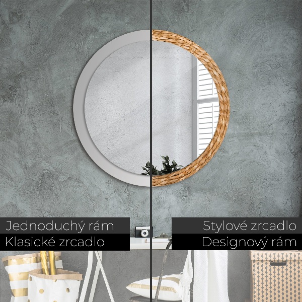 Round mirror frame with print Reed texture