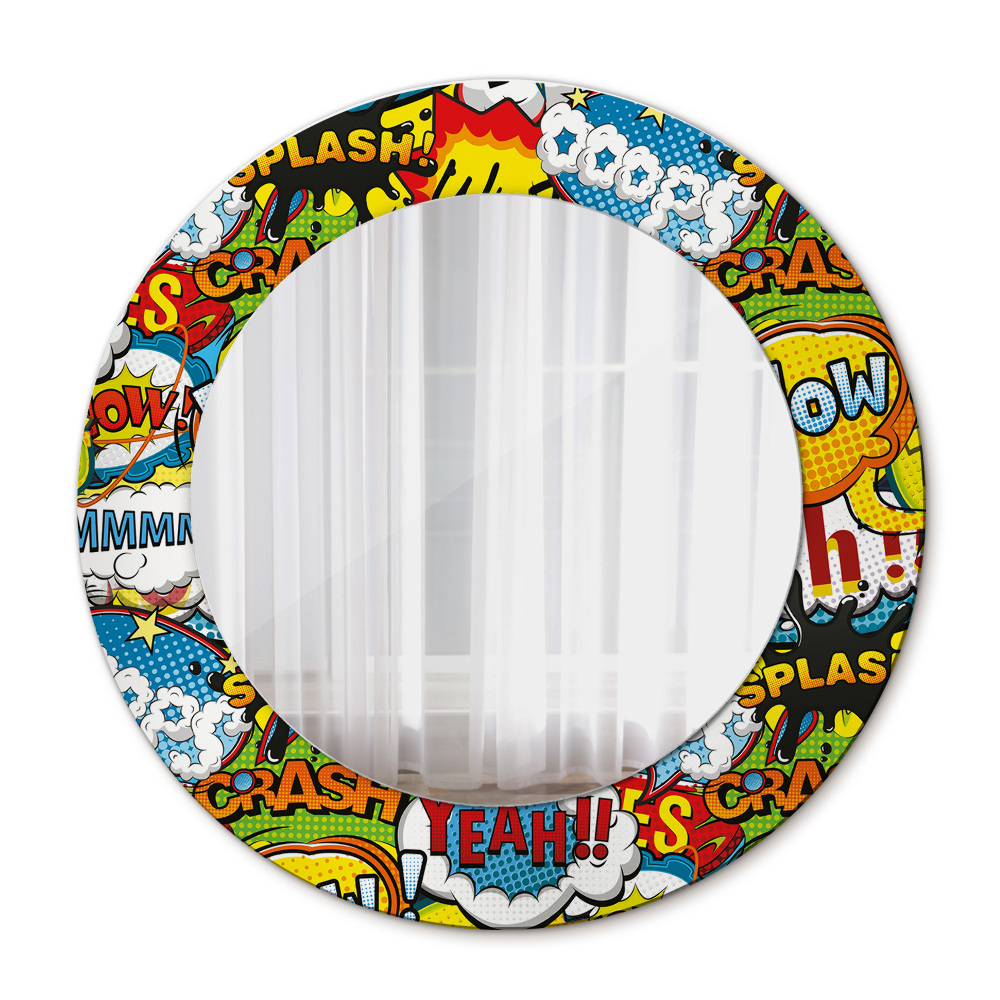 Round mirror frame with print Comic style pattern