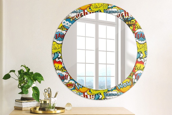 Round mirror frame with print Comic style pattern