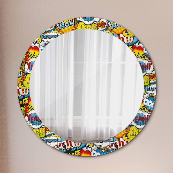Round mirror frame with print Comic style pattern