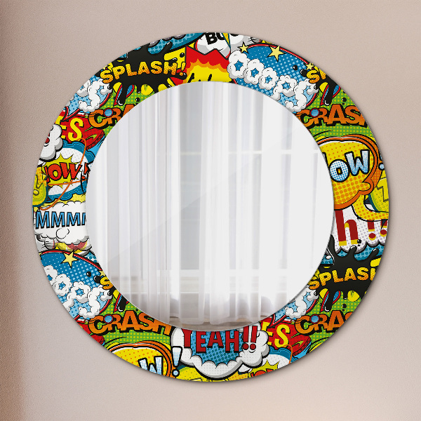 Round mirror frame with print Comic style pattern