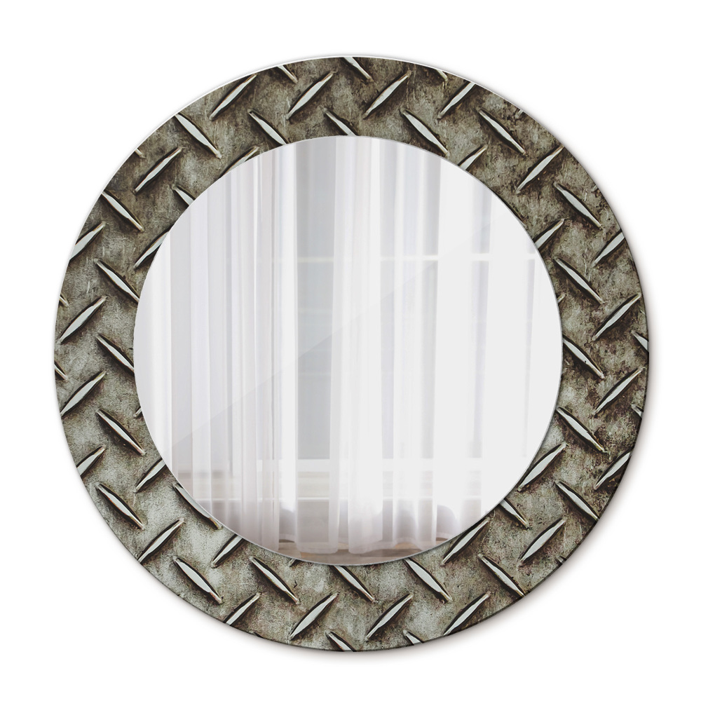Round decorative mirror Steel texture