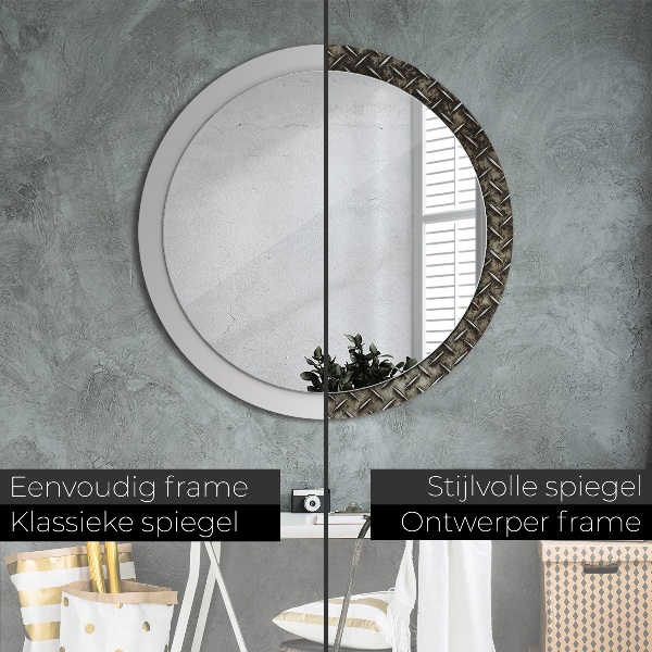 Round decorative mirror Steel texture
