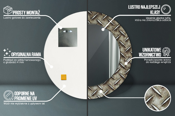 Round decorative mirror Steel texture
