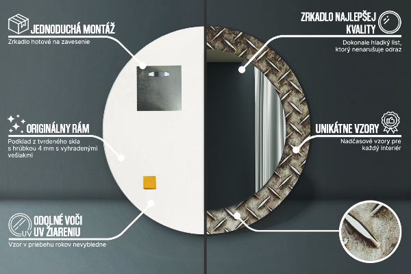 Round decorative mirror Steel texture